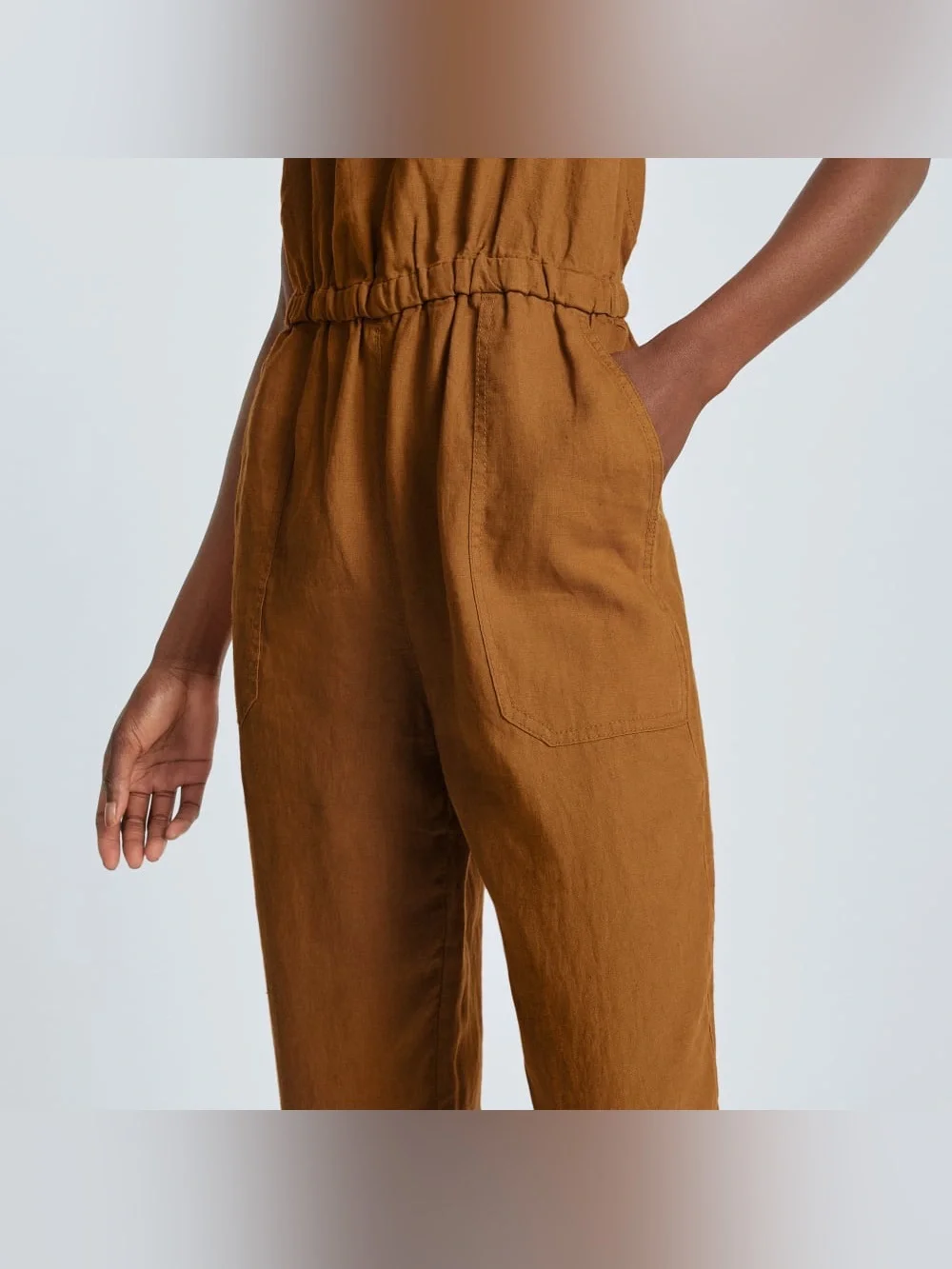 Everlane Linen Shoestring Jumpsuit in Tawny Brown size Medium. New without tag
